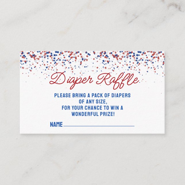 Patriotic All American Stars Diaper Raffle Game Enclosure Card (Front)