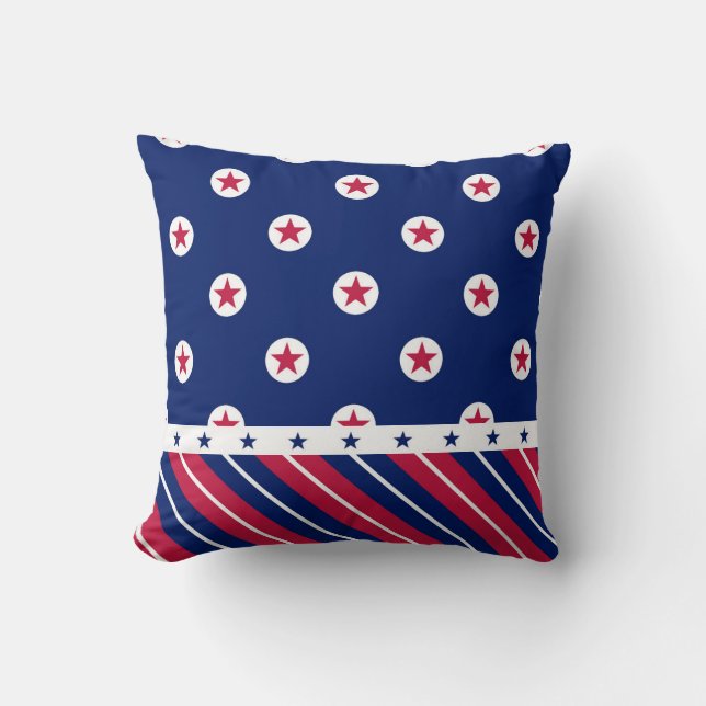 Patriotic All Stars Stripes Red White Blue USA Throw Pillow (Front)