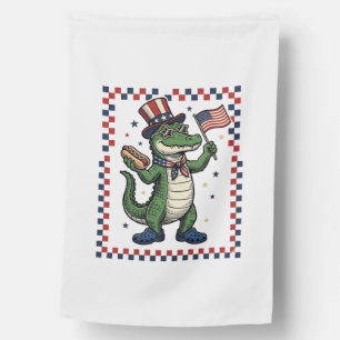 Patriotic Alligator Hot Dog Flag Vintage Shirt Des