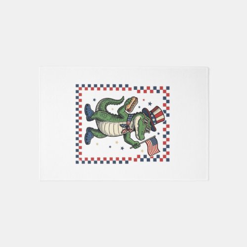 Patriotic Alligator Hot Dog Flag Vintage Shirt Des Rug