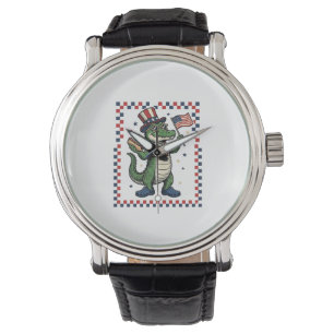 Patriotic Alligator Hot Dog Flag Vintage Shirt Des Watch