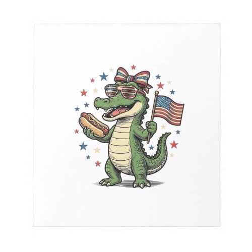 Patriotic Alligator Hot Dog Vintage Vector Shirt ( Notepad