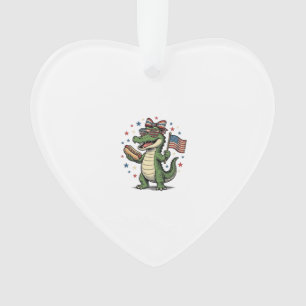 Patriotic Alligator Hot Dog Vintage Vector Shirt ( Ornament
