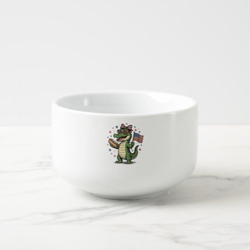 Patriotic Alligator Hot Dog Vintage Vector Shirt ( Soup Mug