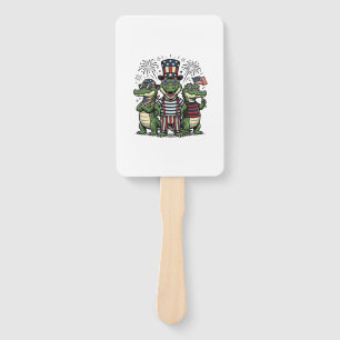 Patriotic Alligator Trio Vintage Fourth of July Sh Hand Fan