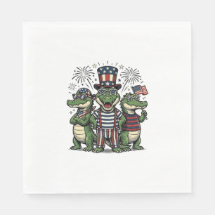Patriotic Alligator Trio Vintage Fourth of July Sh Napkins
