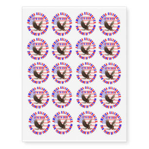 Patriotic AMERICA CELEBRATES 250 YEARS OF FREEDOM Temporary Tattoos