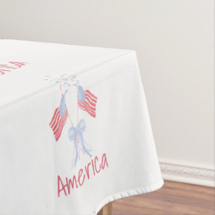Patriotic America Fireworks & Flags Coquette Tablecloth
