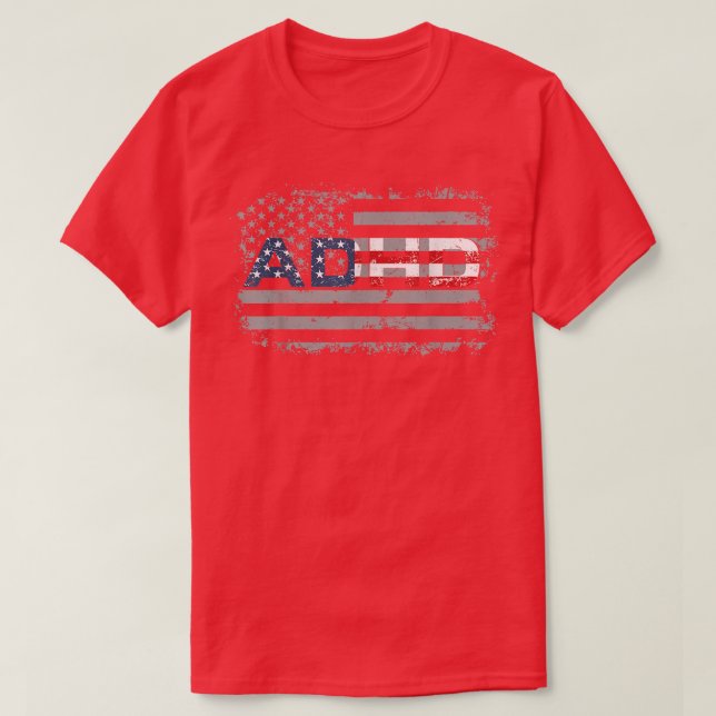 Patriotic America Flag ADHD Autism Mental Health A T-Shirt (Design Front)