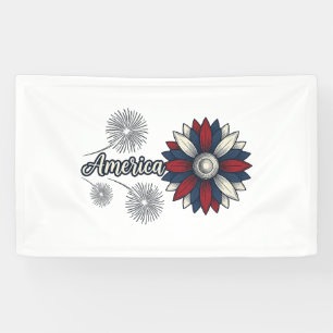 Patriotic America Flower Fireworks Vector Design_1 Banner