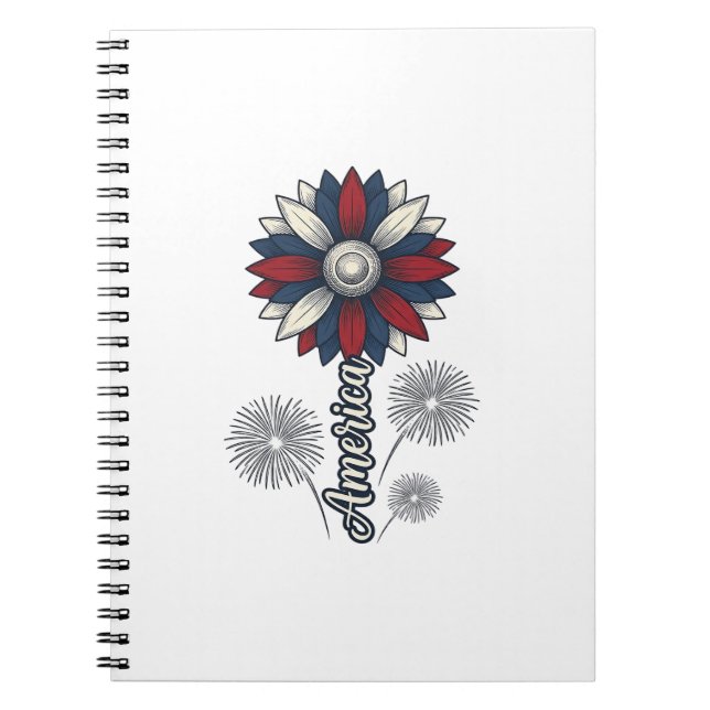 Patriotic America Flower Fireworks Vector Design_1 Notebook (Front)