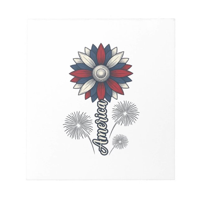 Patriotic America Flower Fireworks Vector Design_1 Notepad (Front)