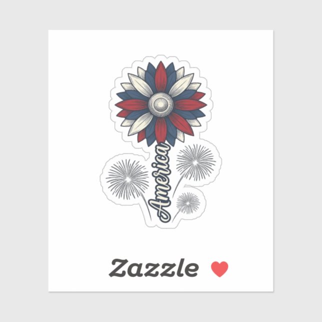 Patriotic America Flower Fireworks Vector Design_1 Sticker (Sheet)