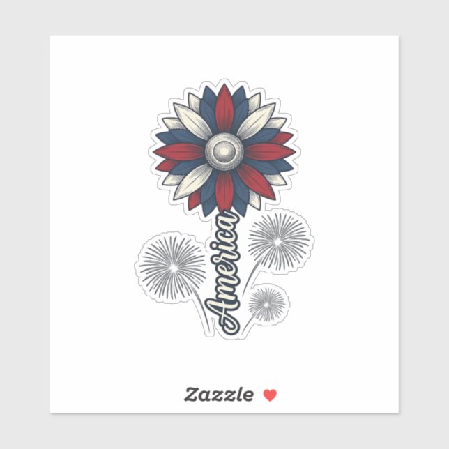 Patriotic America Flower Fireworks Vector Design_1 Sticker (Sheet)