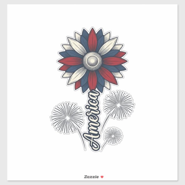 Patriotic America Flower Fireworks Vector Design_1 Sticker (Sheet)