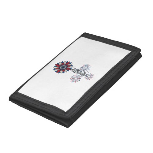 Patriotic America Flower Fireworks Vintage Design_ Trifold Wallet
