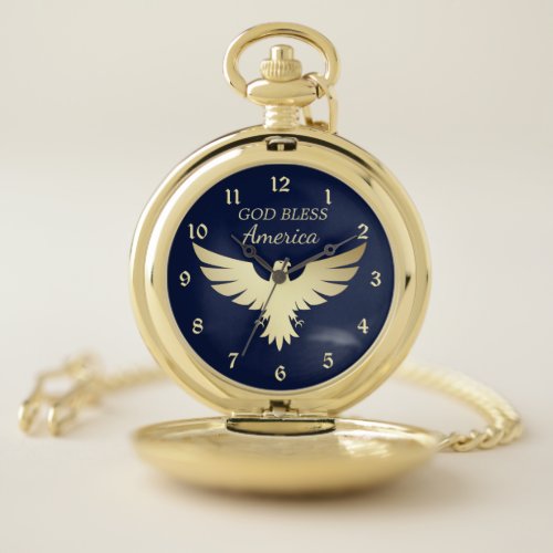 Patriotic America Gold Eagle Pocket Watch