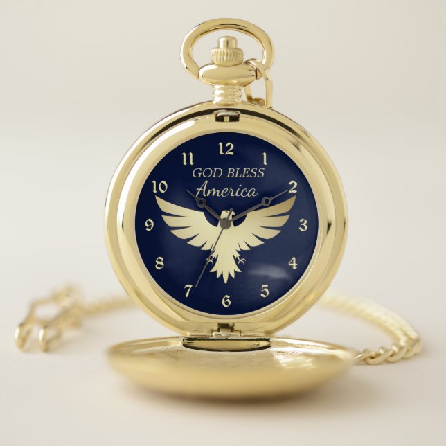 Patriotic America Gold Eagle Pocket Watch (Inside)
