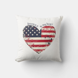 Patriotic America is in my heart Throw Pillow