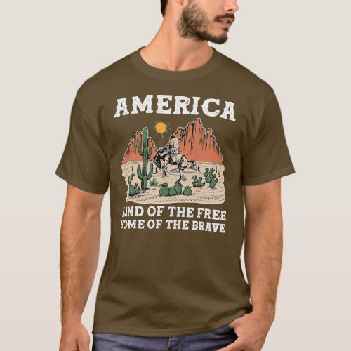 Patriotic America Land Of Free Home Of Brave 4th T_Shirt