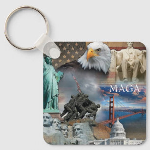 Patriotic America MAGA Liberty Keychain