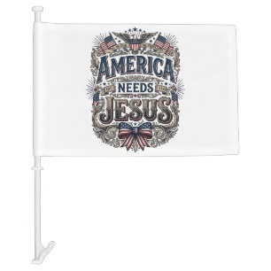 Patriotic America Needs Jesus Vintage T-Shirt Car Flag