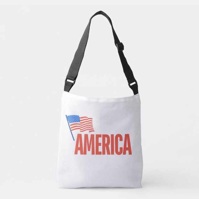 Patriotic"AMERICA" Shoulder Bag with American Flag (Front)