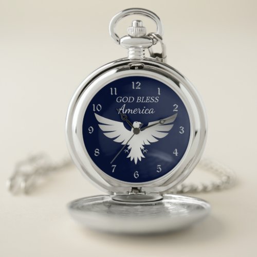 Patriotic America Silver Eagle Pocket Watch
