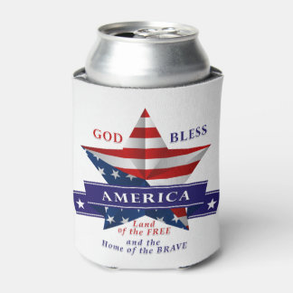 Patriotic America Star Design (v3) Can Cooler