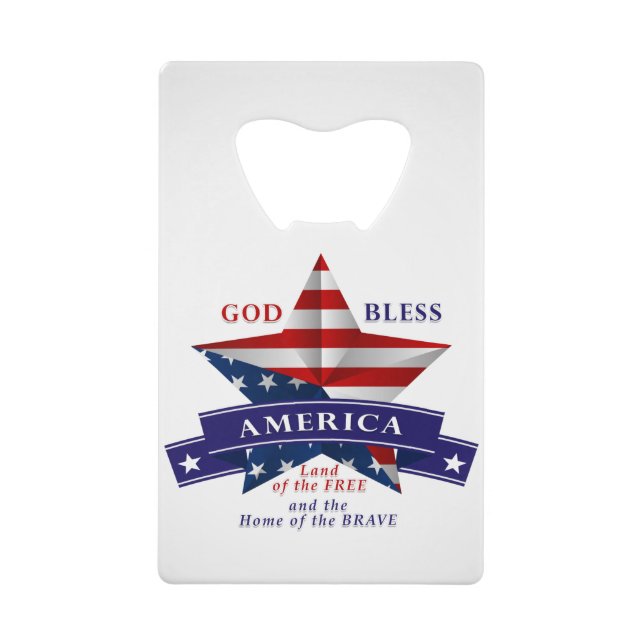 Patriotic America Star Design (v3) Credit Card Bottle Opener (Front)