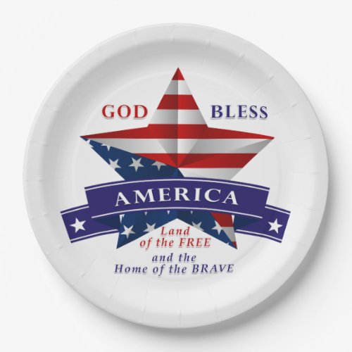 Patriotic America Star Design v3 Paper Plates