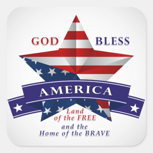 Patriotic America Star Design v3 Square Sticker