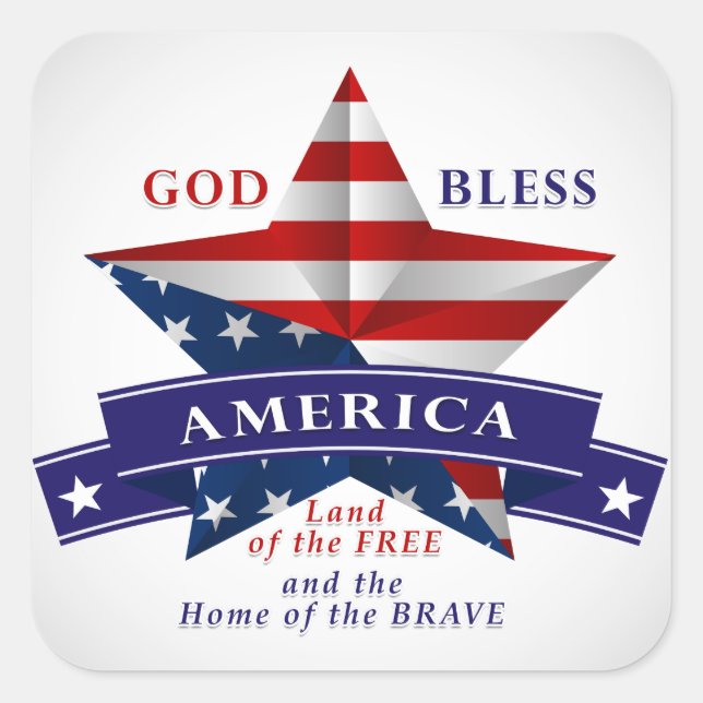Patriotic America Star Design (v3) Square Sticker (Front)