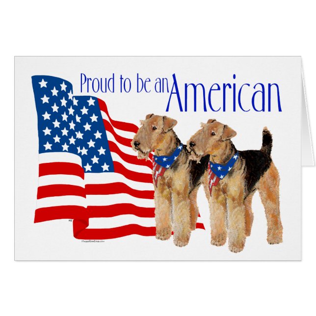 Patriotic American Airedales Cards (Front Horizontal)