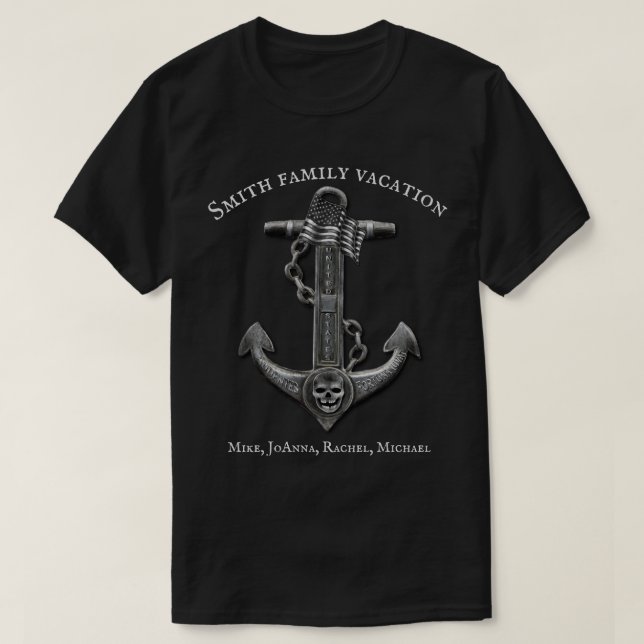 Patriotic American  anchor nautical personalized T-Shirt (Design Front)