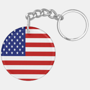 Patriotic American And Texas Flags Keychain