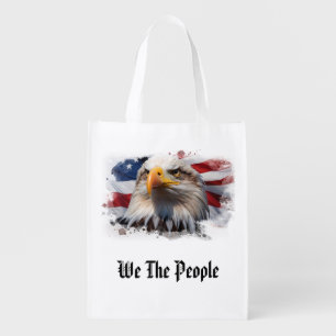 *~* Patriotic American AP27 Flag Stars Eagle Grocery Bag