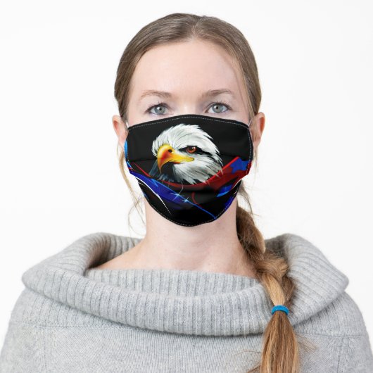 Patriotic American Bald Eagle Adult Cloth Face Mask (Worn)
