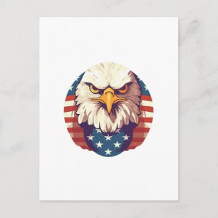 Patriotic American Bald Eagle Flag Graphic Holiday Postcard