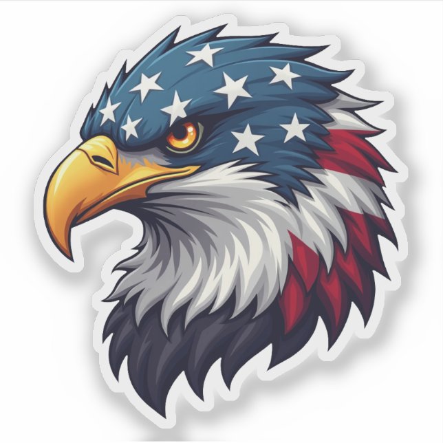 Patriotic American Bald Eagle Head USA Sticker (Front)