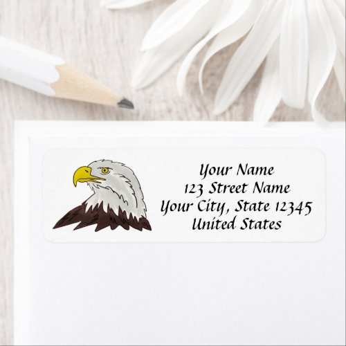 Patriotic American bald eagle return address label