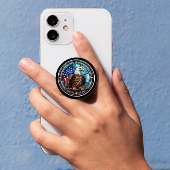 Patriotic American Bald Eagle Stained Glass Effect Popsocket by Westerngirl2 at Zazzle