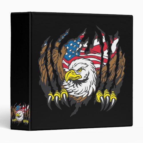 Patriotic American Bald Eagle USA Flag Binder