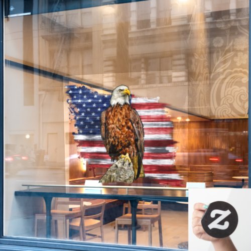 Patriotic American Bald Eagle USA Flag Old Glory Window Cling