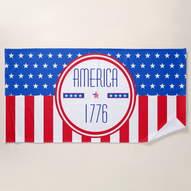 Patriotic American   Beach Towel (Front)
