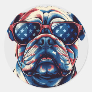 Patriotic American bulldog Classic Round Sticker