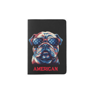 Patriotic American bulldog Passport Holder