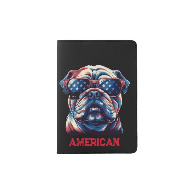 Patriotic American bulldog Passport Holder (Front)