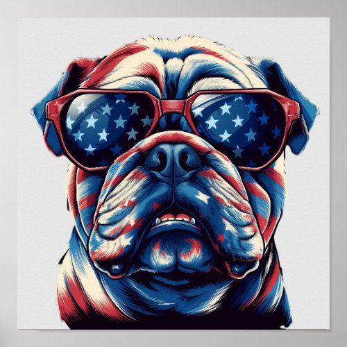 Patriotic American bulldog Poster