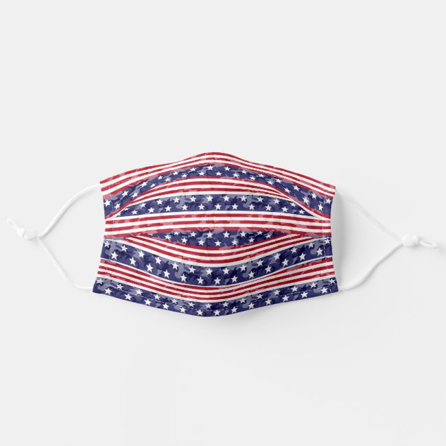 Patriotic American Camouflage Stars Stripes Flag Adult Cloth Face Mask